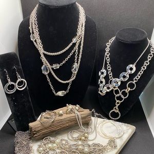 Vintage to modern silver tone gold tone crystal necklaces